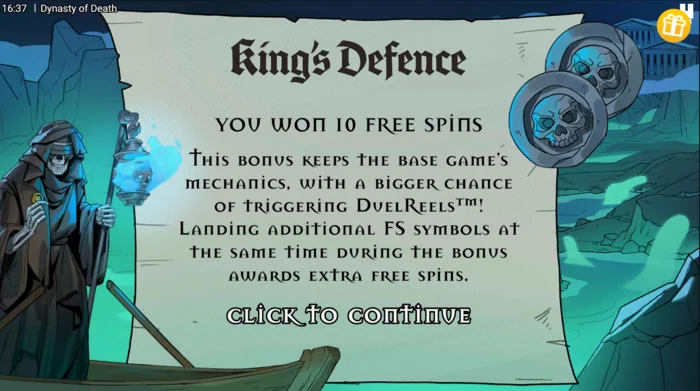 Dynasty of Death - εκκίνηση Free Spins King's Defence